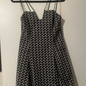 Houndstooth Pattern Mini Dress